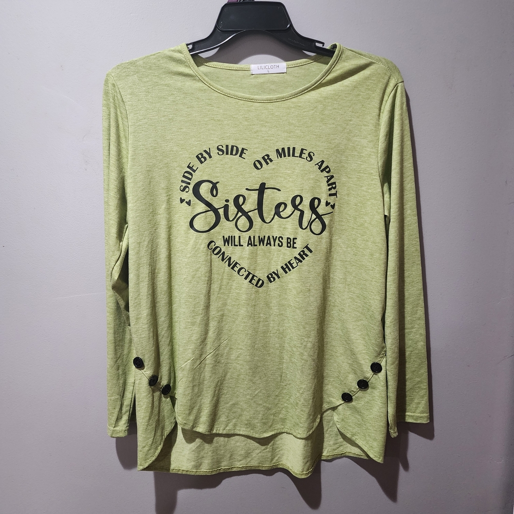 Luzon Olive 'Sisters' Graphic Long Sleeve Top